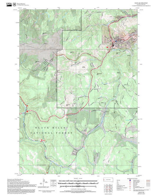2025 Forest Service Topo Map of Lead South Dakota
