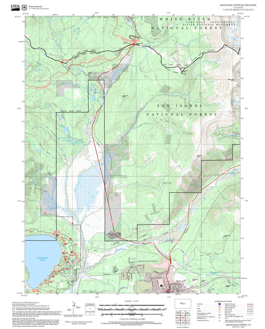 2025 Forest Service Topo Map of Leadville North Colorado