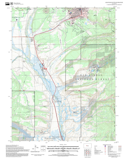 2025 Forest Service Topo Map of Leadville South Colorado