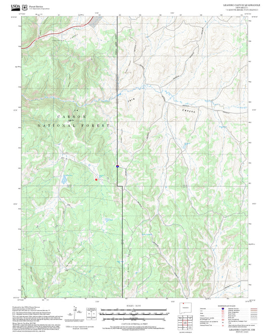 2025 Forest Service Topo Map of Leandro Canyon New Mexico