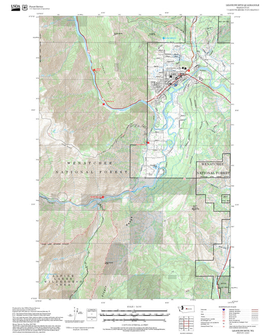2025 Forest Service Topo Map of Leavenworth Washington