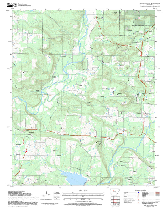 2025 Forest Service Topo Map of Lee Mountain Arkansas
