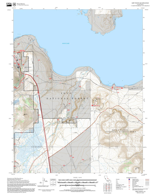 2025 Forest Service Topo Map of Lee Vining California