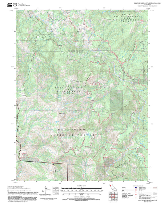 2025 Forest Service Topo Map of Leech Lake Mountain California