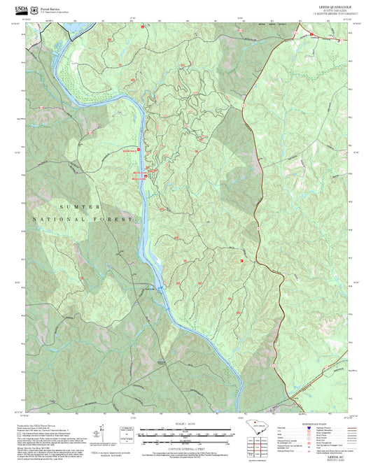2025 Forest Service Topo Map of Leeds South Carolina