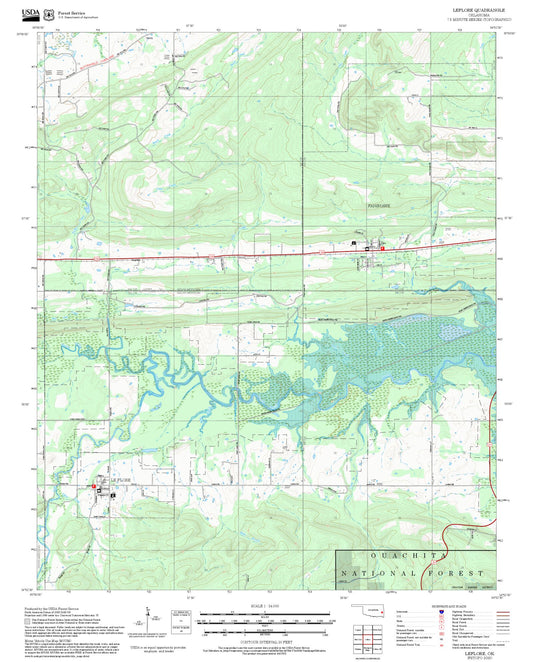 2025 Forest Service Topo Map of Leflore Oklahoma