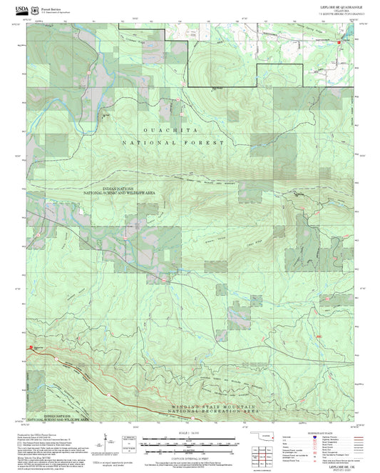 2025 Forest Service Topo Map of Leflore SE Oklahoma