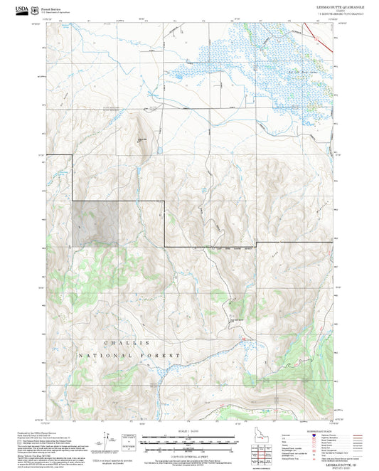 2025 Forest Service Topo Map of Lehman Butte Idaho