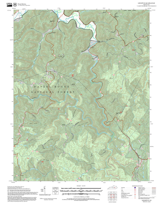 2025 Forest Service Topo Map of Leighton Kentucky