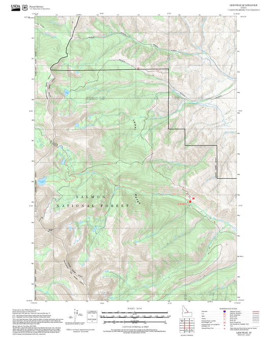 2025 Forest Service Topo Map of Lem Peak Idaho
