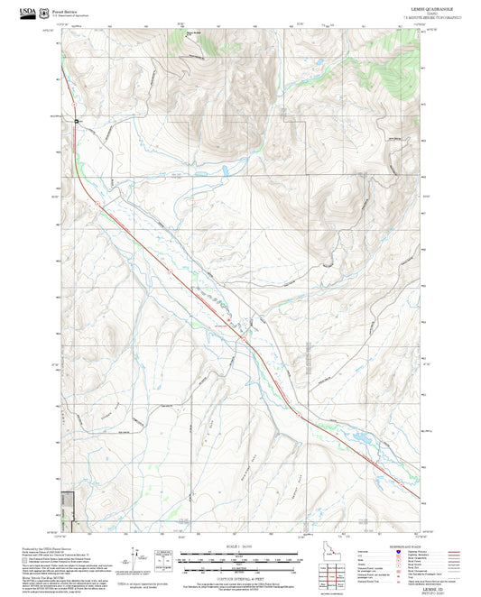 2025 Forest Service Topo Map of Lemhi Idaho