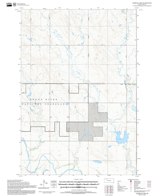 2025 Forest Service Topo Map of Lemmon Lake South Dakota