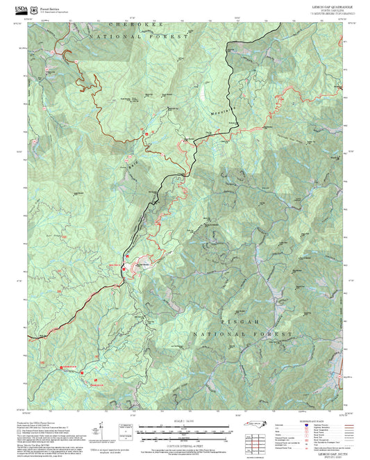 2025 Forest Service Topo Map of Lemon Gap North Carolina