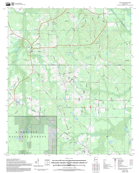 2025 Forest Service Topo Map of Lena Mississippi