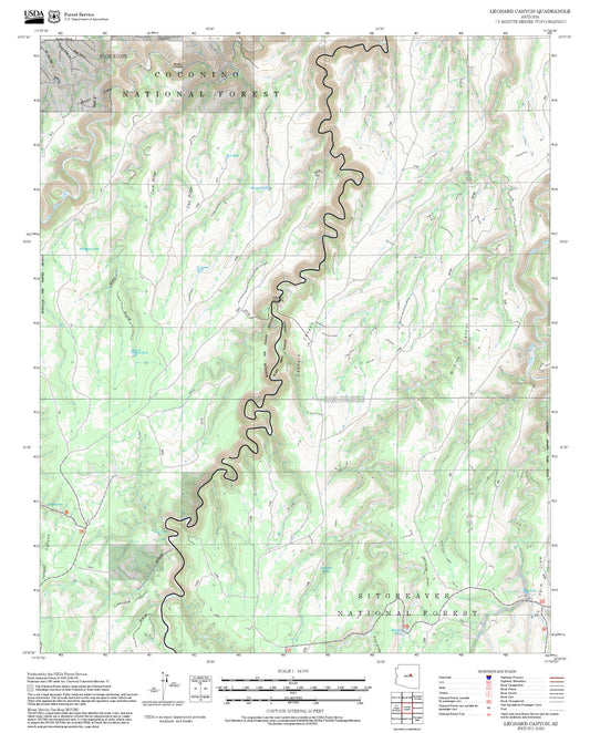2025 Forest Service Topo Map of Leonard Canyon Arizona