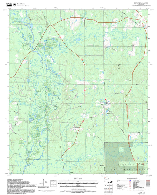 2025 Forest Service Topo Map of Leton Louisiana