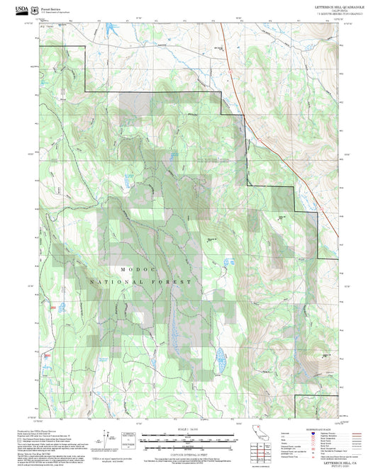 2025 Forest Service Topo Map of Letterbox Hill California