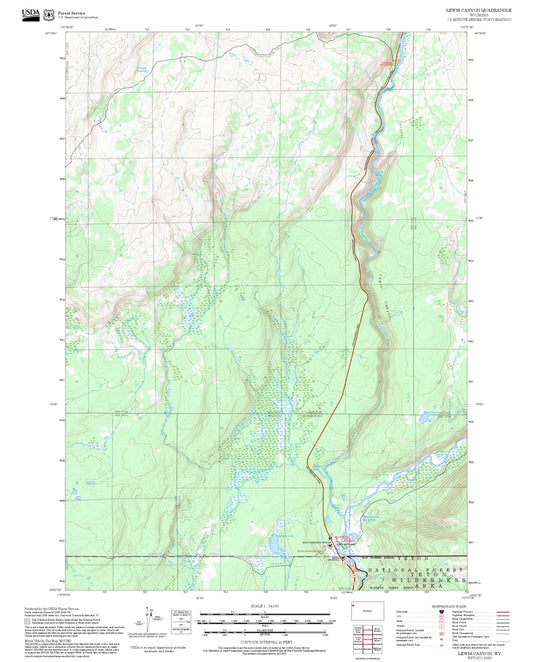 2025 Forest Service Topo Map of Lewis Canyon Wyoming