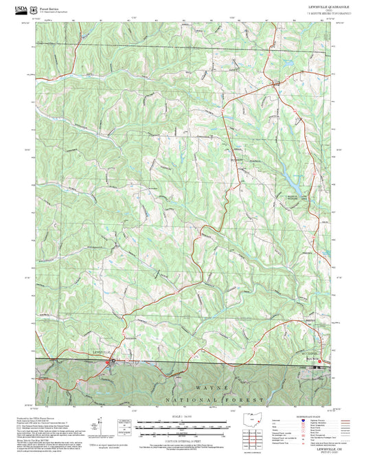 2025 Forest Service Topo Map of Lewisville Ohio