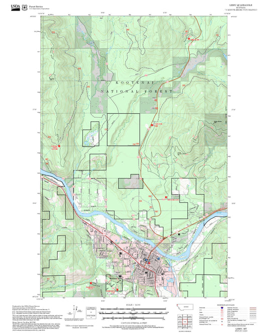 2025 Forest Service Topo Map of Libby Montana