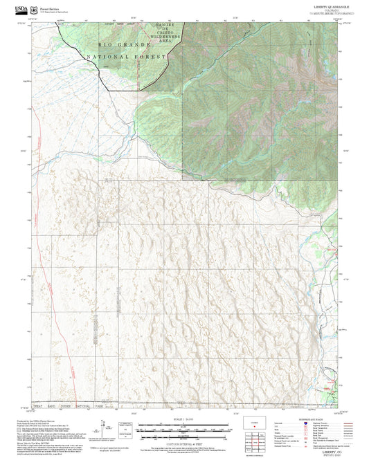 2025 Forest Service Topo Map of Liberty Colorado