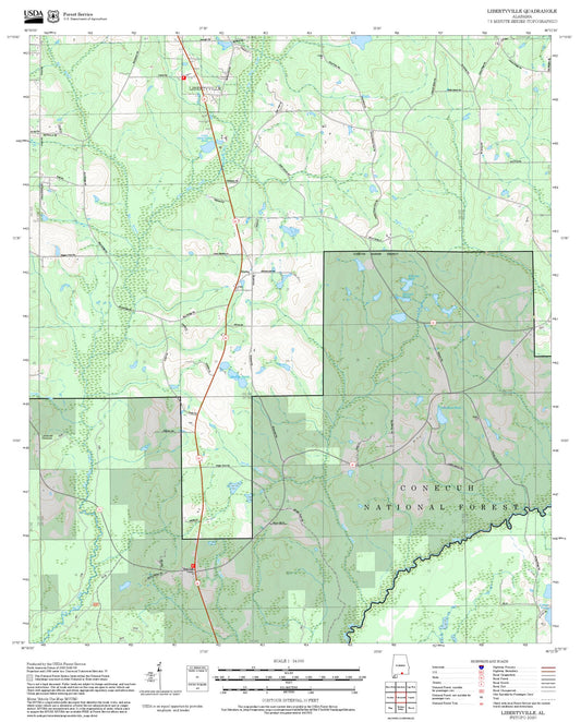 2025 Forest Service Topo Map of Libertyville Alabama