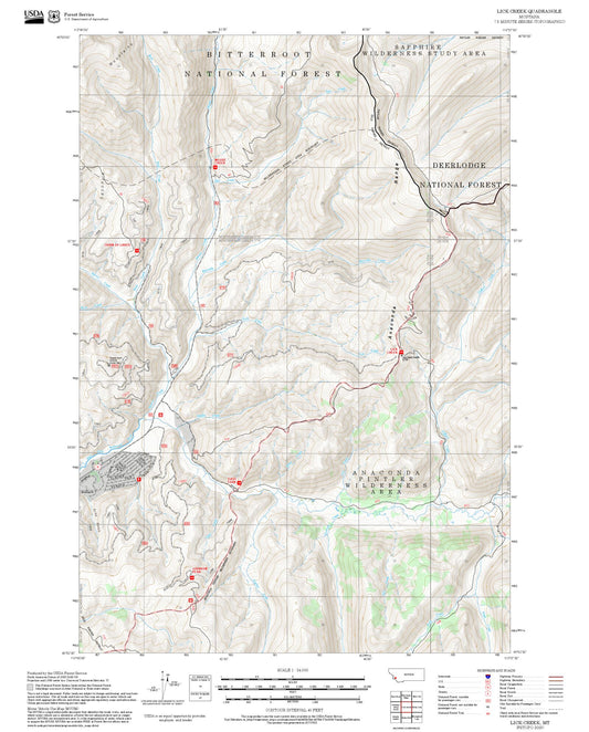 2025 Forest Service Topo Map of Lick Creek Montana
