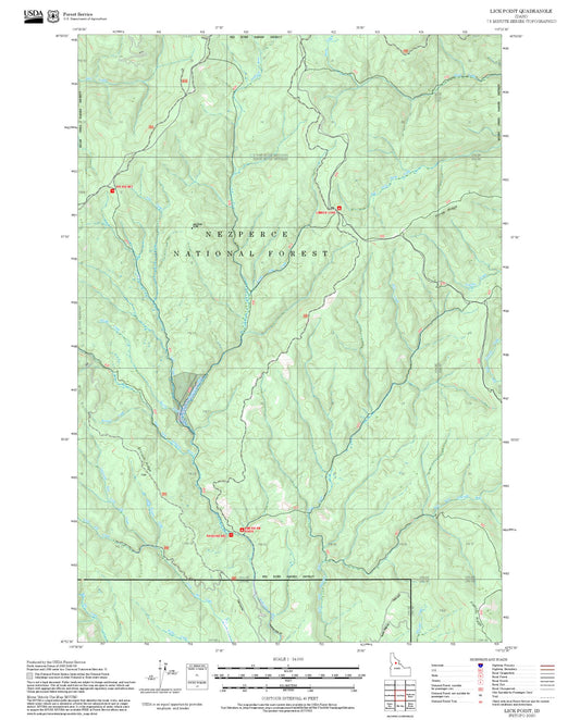 2025 Forest Service Topo Map of Lick Point Idaho
