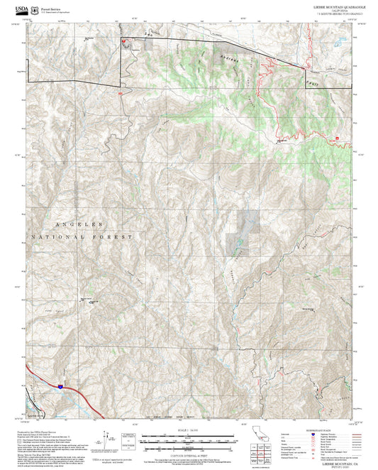 2025 Forest Service Topo Map of Liebre Mountain California