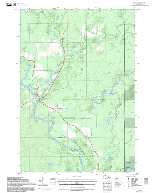 2025 Forest Service Topo Map of Lily Wisconsin