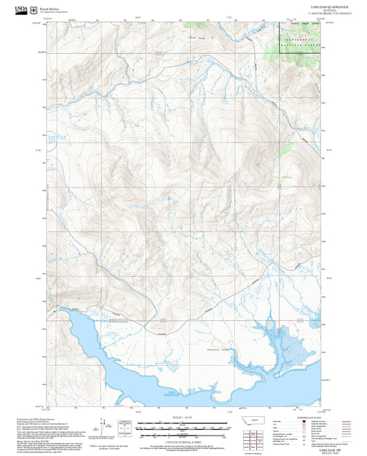 2025 Forest Service Topo Map of Lima Dam Montana