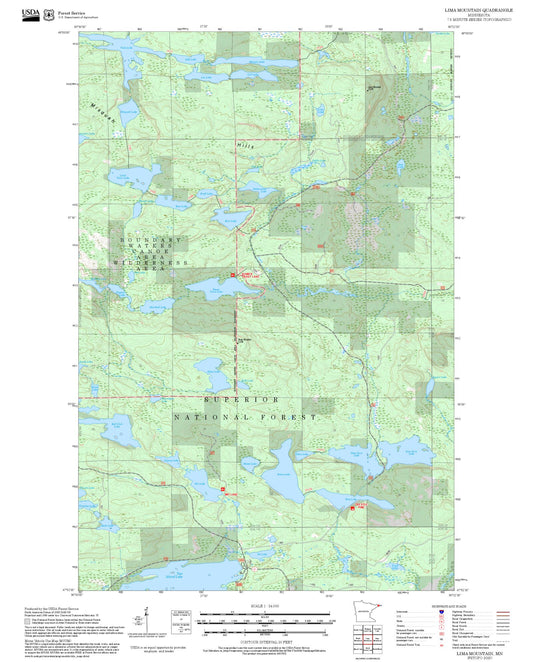2025 Forest Service Topo Map of Lima Mountain Minnesota