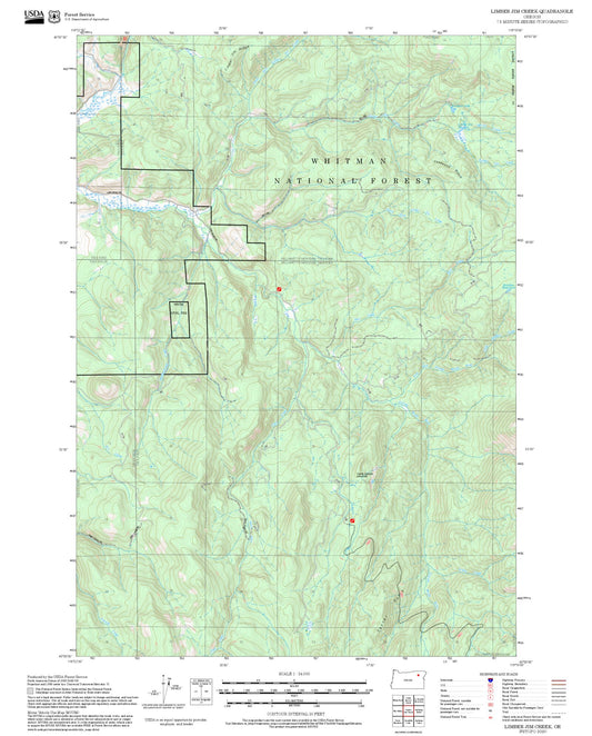 2025 Forest Service Topo Map of Limber Jim Creek Oregon