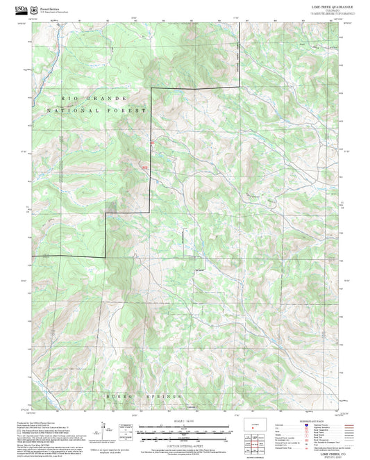 2025 Forest Service Topo Map of Lime Creek Colorado