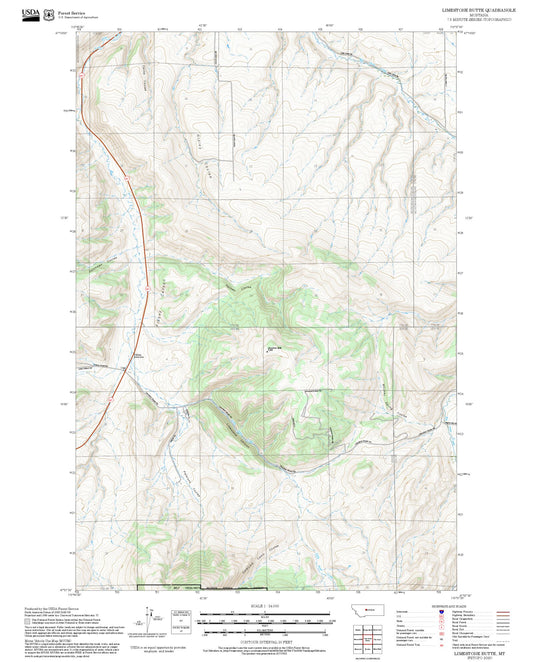 2025 Forest Service Topo Map of Limestone Butte Montana
