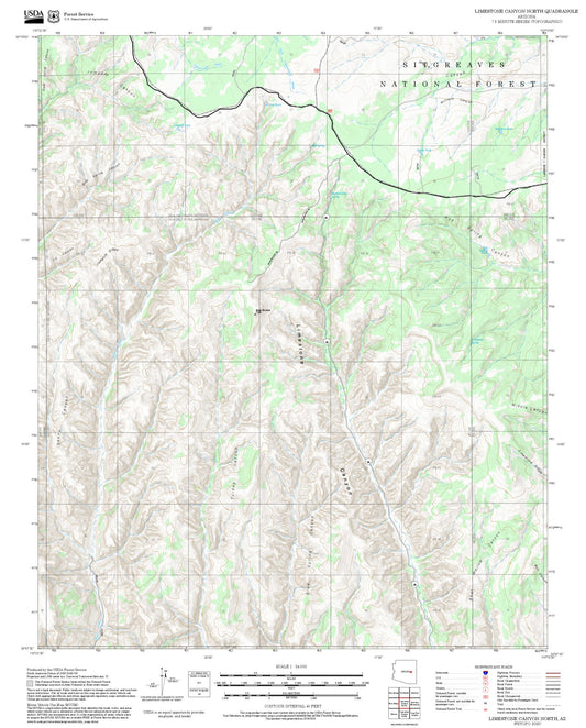 2025 Forest Service Topo Map of Limestone Canyon North Arizona