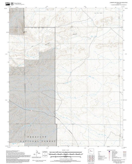 2025 Forest Service Topo Map of Limestone Peak Arizona