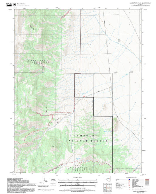 2025 Forest Service Topo Map of Limestone Peak Nevada