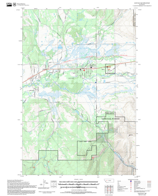 2025 Forest Service Topo Map of Lincoln Montana
