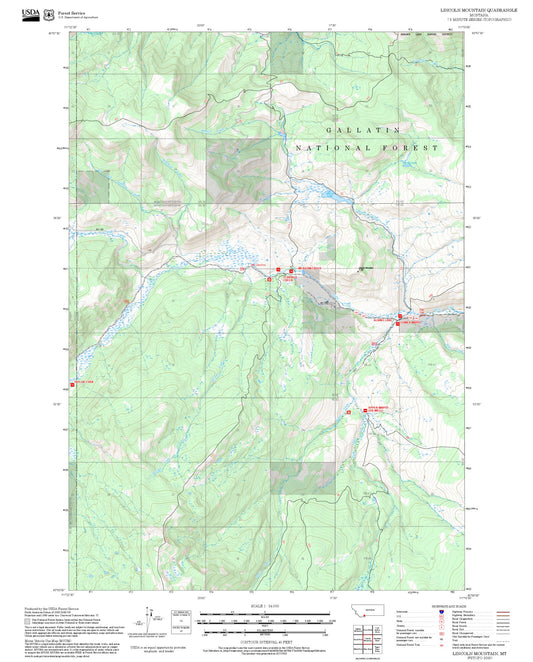 2025 Forest Service Topo Map of Lincoln Mountain Montana