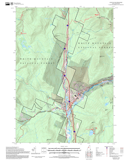 2025 Forest Service Topo Map of Lincoln New Hampshire