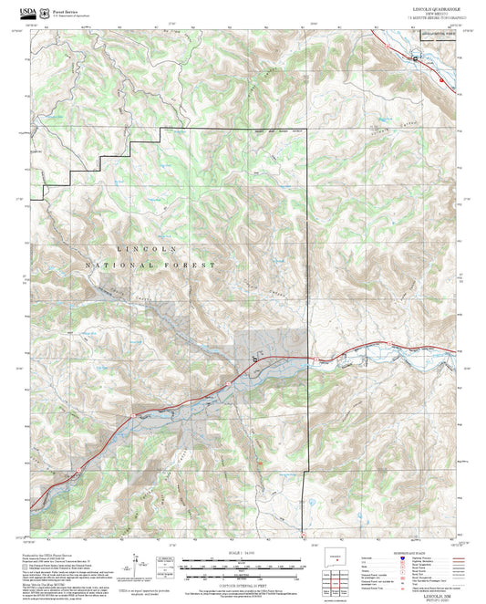 2025 Forest Service Topo Map of Lincoln New Mexico