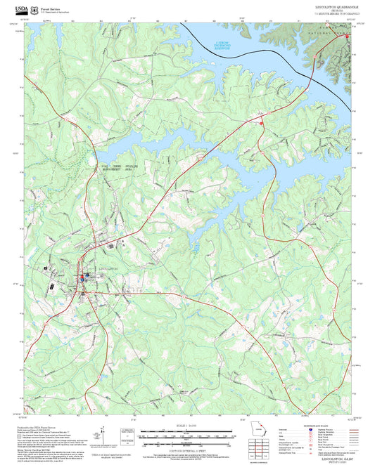 2025 Forest Service Topo Map of Lincolnton Georgia