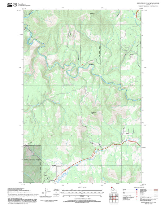 2025 Forest Service Topo Map of Lindstrom Peak Idaho
