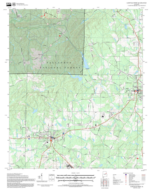 2025 Forest Service Topo Map of Lineville West Alabama