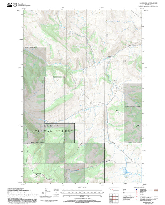2025 Forest Service Topo Map of Lingshire Montana