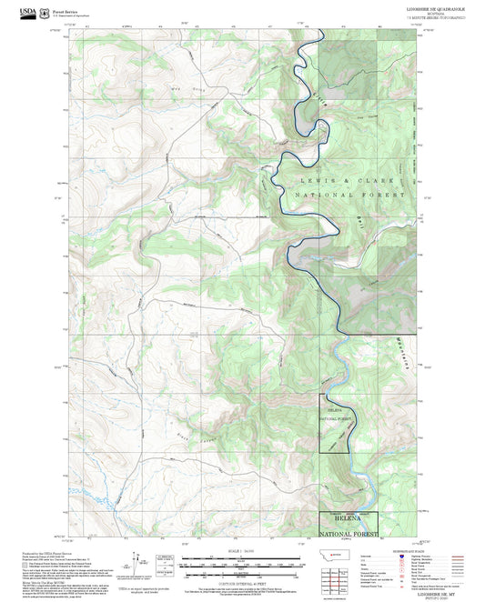 2025 Forest Service Topo Map of Lingshire NE Montana