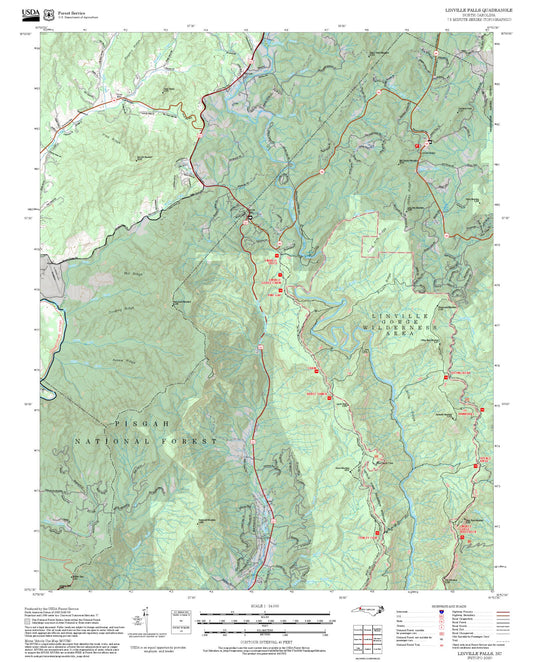 2025 Forest Service Topo Map of Linville Falls North Carolina