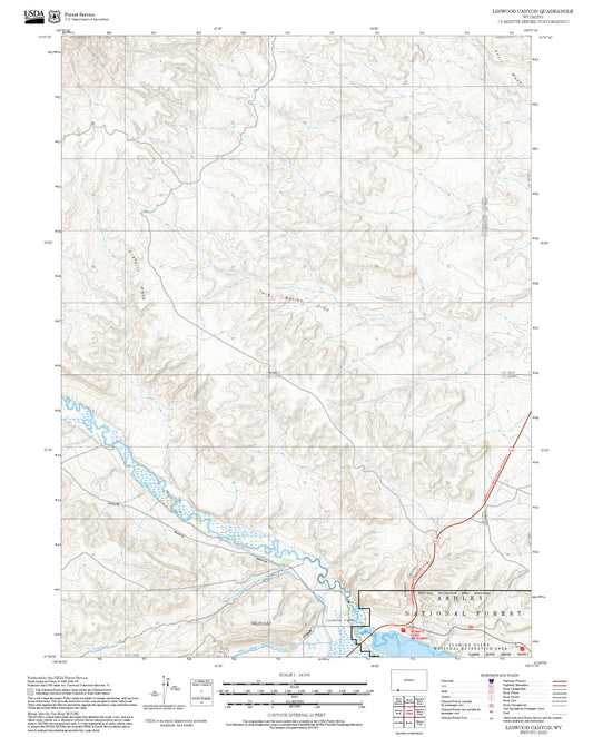 2025 Forest Service Topo Map of Linwood Canyon Wyoming