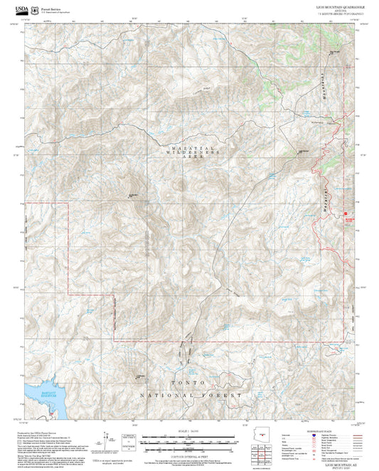 2025 Forest Service Topo Map of Lion Mountain Arizona
